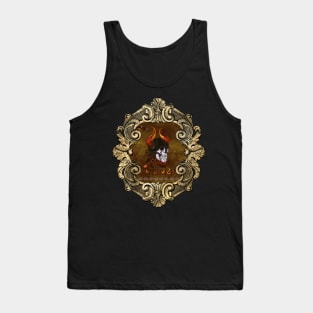 Awesome viking skull with helmet, viking ship and flame Tank Top